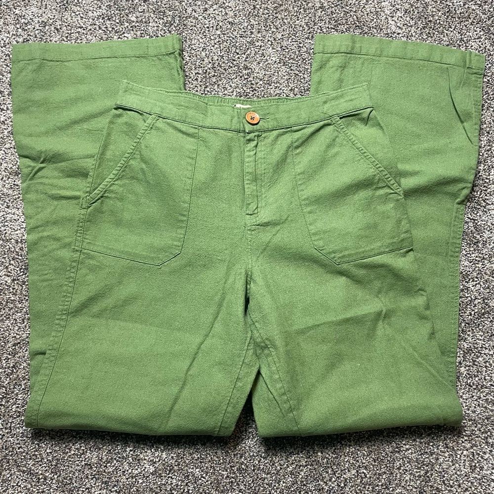 ROXY Linen Blend Pants Womens L Elastic Waist Boho Skate Beach